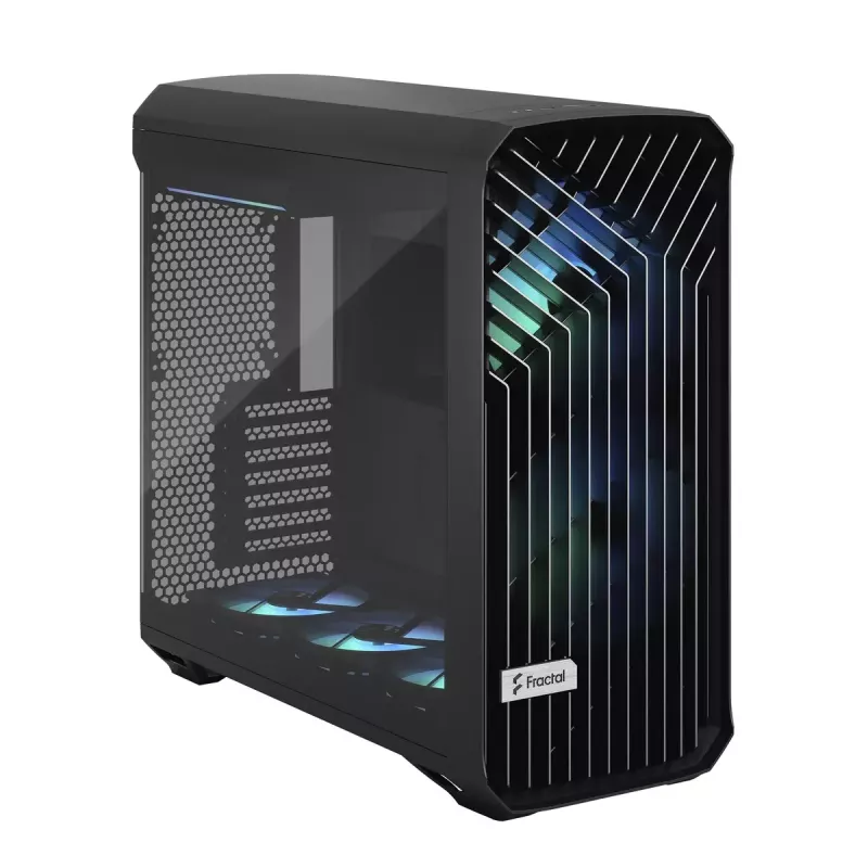PC-Tower-Gehäuse Fractal Design Torrent Tower Black – unterstützt ATX/EATX/ITX, 2x180-mm-Frontlüfter, 2x3,5-Zoll-Einschübe, 4x2,5-Zoll-Einschübe, gehärtetes Glas