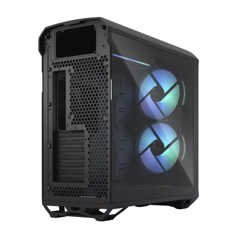 PC-Tower-Gehäuse Fractal Design Torrent Tower Black – unterstützt ATX/EATX/ITX, 2x180-mm-Frontlüfter, 2x3,5-Zoll-Einschübe, 4x2,5-Zoll-Einschübe, gehärtetes Glas