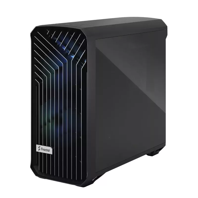 PC-Tower-Gehäuse Fractal Design Torrent Tower Black – unterstützt ATX/EATX/ITX, 2x180-mm-Frontlüfter, 2x3,5-Zoll-Einschübe, 4x2,5-Zoll-Einschübe, gehärtetes Glas