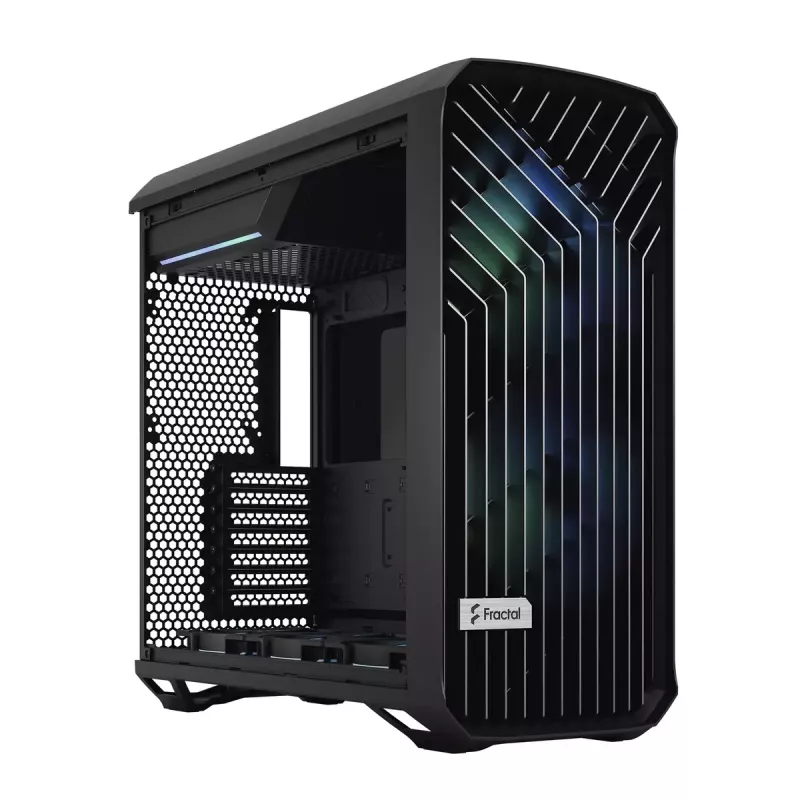 PC-Tower-Gehäuse Fractal Design Torrent Tower Black – unterstützt ATX/EATX/ITX, 2x180-mm-Frontlüfter, 2x3,5-Zoll-Einschübe, 4x2,5-Zoll-Einschübe, gehärtetes Glas