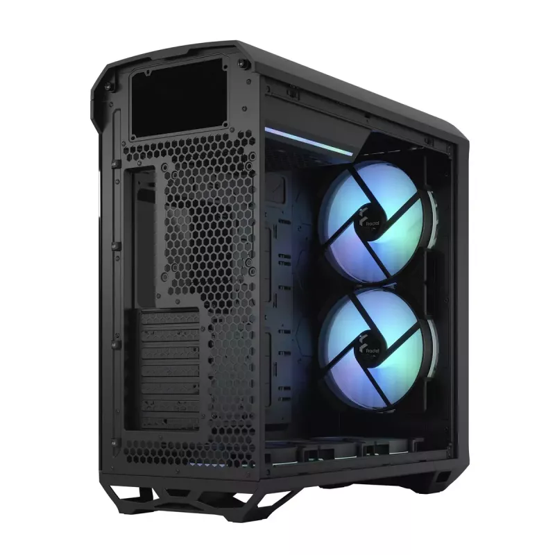 PC-Tower-Gehäuse Fractal Design Torrent Tower Black – unterstützt ATX/EATX/ITX, 2x180-mm-Frontlüfter, 2x3,5-Zoll-Einschübe, 4x2,5-Zoll-Einschübe, gehärtetes Glas