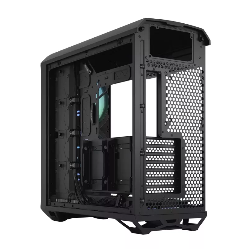 PC-Tower-Gehäuse Fractal Design Torrent Tower Black – unterstützt ATX/EATX/ITX, 2x180-mm-Frontlüfter, 2x3,5-Zoll-Einschübe, 4x2,5-Zoll-Einschübe, gehärtetes Glas