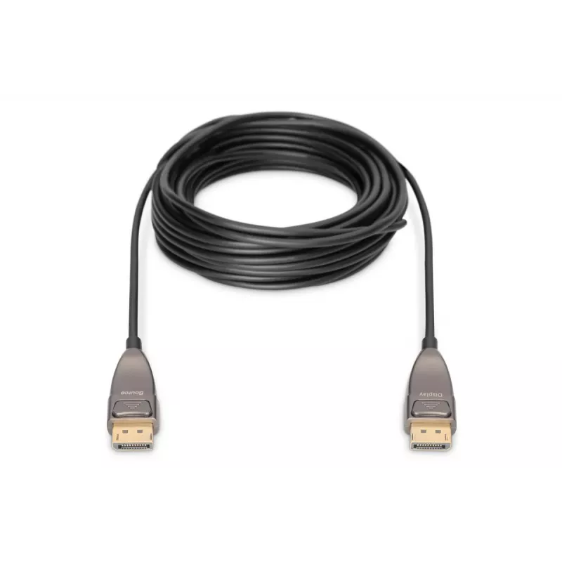DIGITUS DisplayPort AOC Hybrid-Glasfaserkabel M/M UHD 8K@60Hz, CE, schwarz 15m