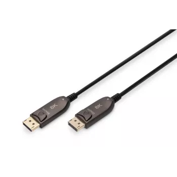 DIGITUS DisplayPort AOC Hybrid-Glasfaserverbindungskabel M/M UHD 8K@60Hz, CE, schwarz 20m