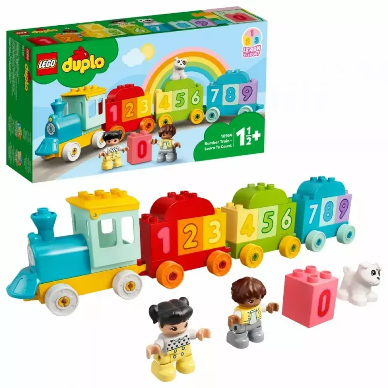 LEGO DUPLO Zahlenzug 10954 – Lernzug mit nummerierten Waggons zum Zählen und Sortieren