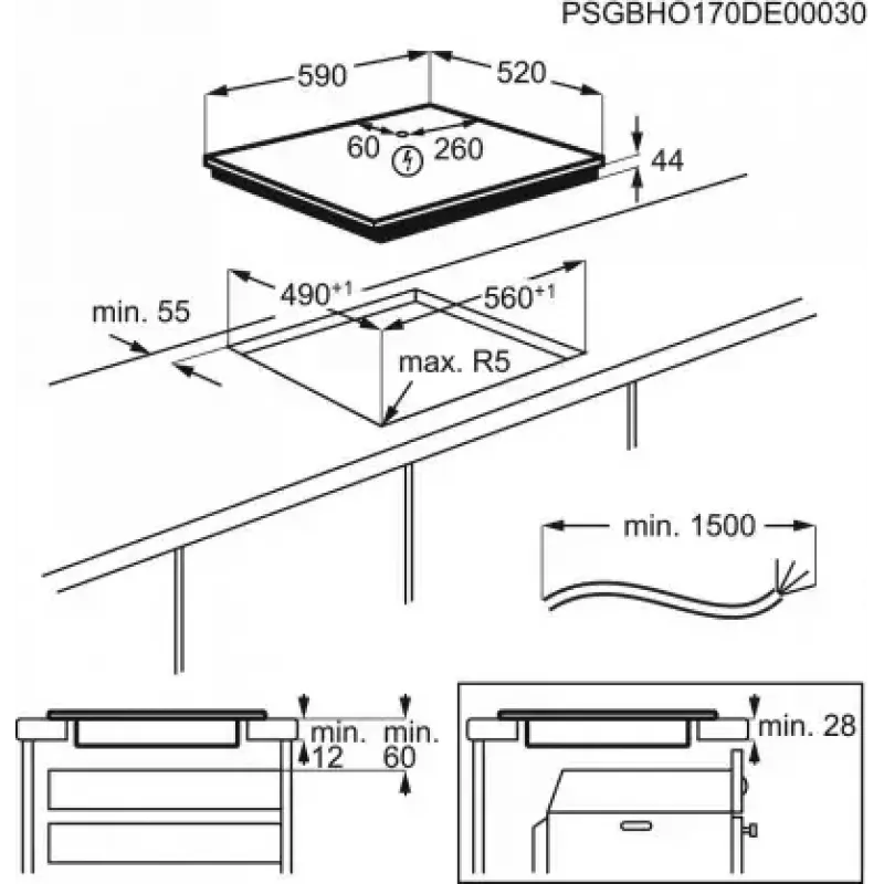 Electrolux LIV63431BK Schwarzer Einbau-Induktionskochfeld 60 cm Zone 4 Zone(n)