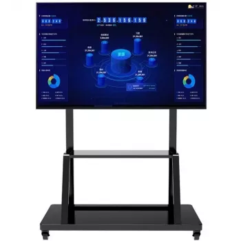 Tragbarer Flachbildschirm-Bodenständer TECHLY Signage Display Mount ICA-TR30 — für 55 bis 100 Zoll Bildschirme, VESA 1200x600, max. Belastung 150 kg, Rollen, schwarz