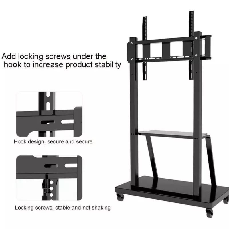 Tragbarer Flachbildschirm-Bodenständer TECHLY Signage Display Mount ICA-TR30 — für 55 bis 100 Zoll Bildschirme, VESA 1200x600, max. Belastung 150 kg, Rollen, schwarz