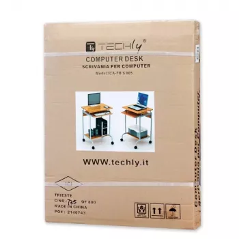 Computertisch TECHLY Compact ICA-TB S005 — kompakter Computertisch, MDF-Tischplatte, Tastaturauszug, Rollen, 600×450×750 mm, Buche