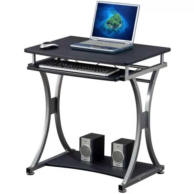 Techly Compact Desk für PC mit herausnehmbarer Tastaturablage, Schwarz Graphit ICA-TB 328BK