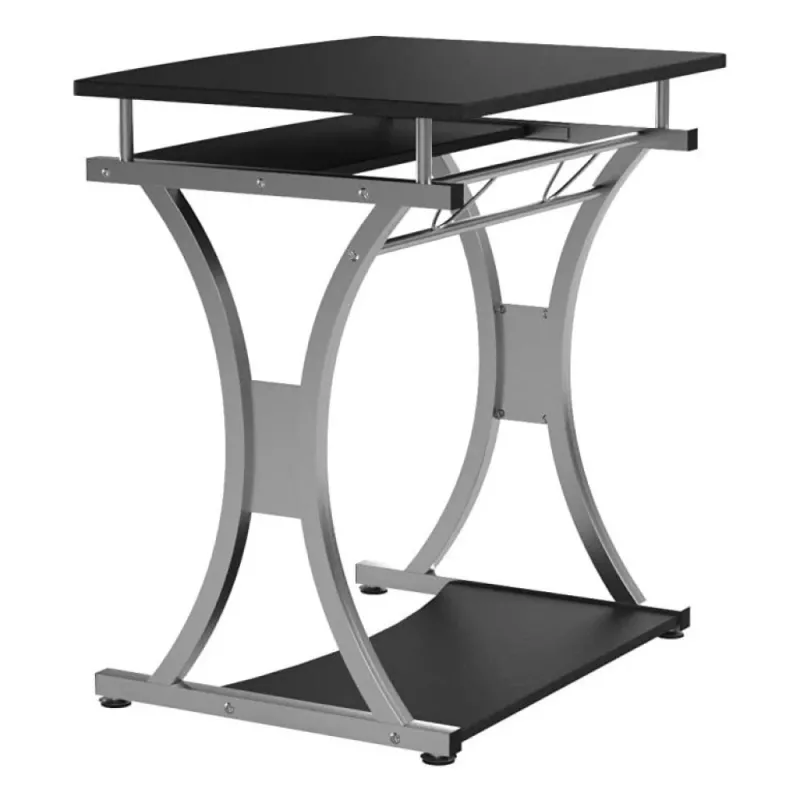 Techly Compact Desk für PC mit herausnehmbarer Tastaturablage, Schwarz Graphit ICA-TB 328BK