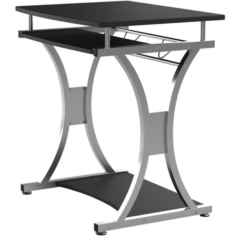Techly Compact Desk für PC mit herausnehmbarer Tastaturablage, Schwarz Graphit ICA-TB 328BK
