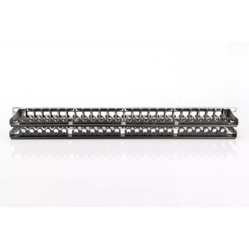 DIGITUS Modular Patch Panel, geschirmt 48-Port, Beschriftungsfeld, 1U, Rackmontage, Farbe schwarz RAL 9005
