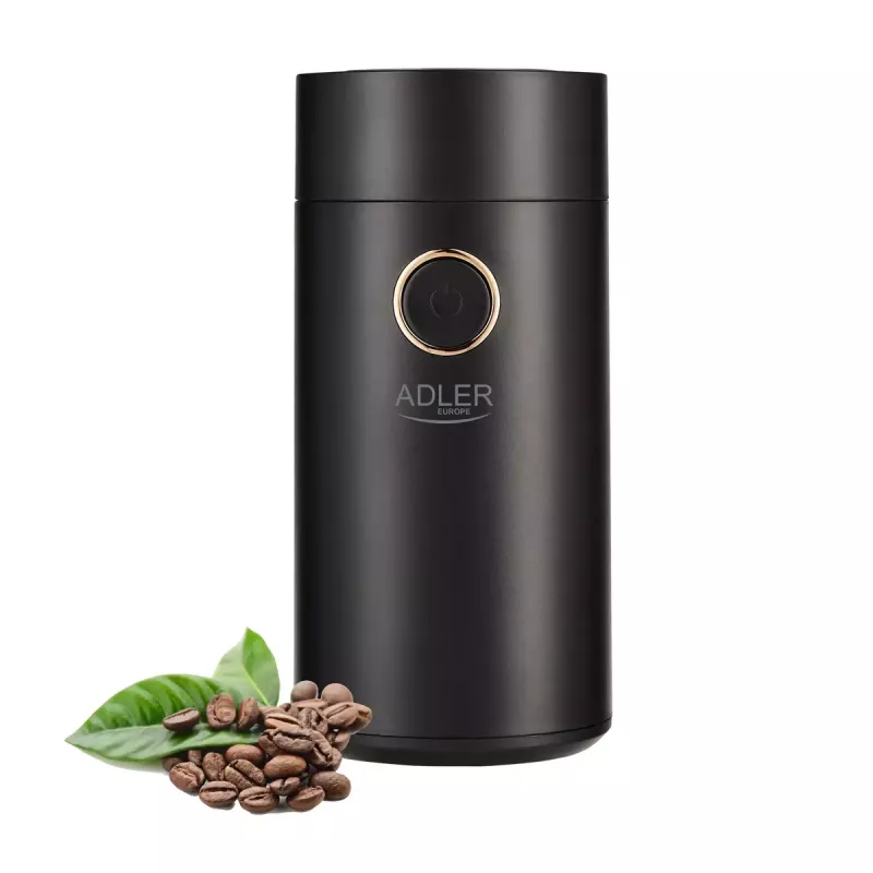 Kaffeemühle mit Kegelmahlwerk Adler AD 4446bg — 150 W, 75 g Bohnenbehälter, Edelstahl-Mahlwerk, Tastensteuerung, schwarz