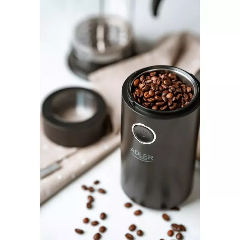 Burr grinder Adler AD4446BS — 150 W, stainless steel burrs, 75 g bean hopper, Schwarz