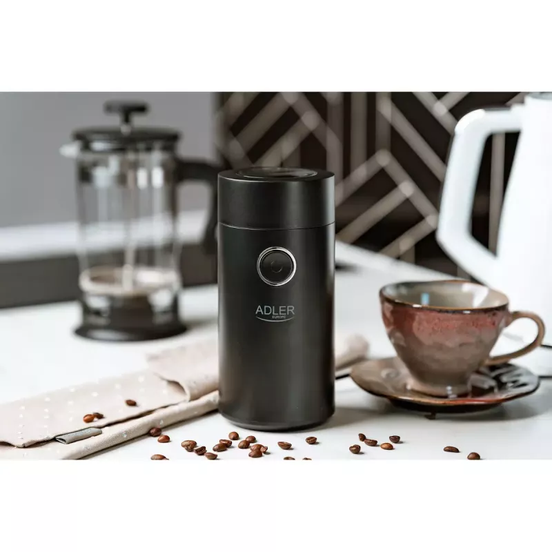Burr grinder Adler AD4446BS — 150 W, stainless steel burrs, 75 g bean hopper, Schwarz