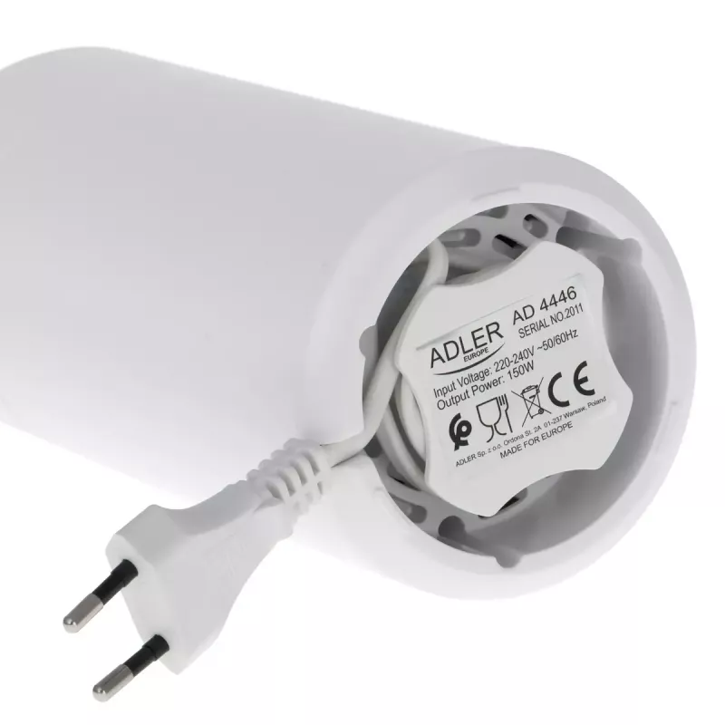 Mahlwerk-Kaffeemühle Adler AD4446WG — elektrische Kaffeemühle, Edelstahl-Mahlwerk, 75-g-Bohnenbehälter, 150 W, weiß