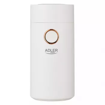 Mahlwerk-Kaffeemühle Adler AD4446WG — elektrische Kaffeemühle, Edelstahl-Mahlwerk, 75-g-Bohnenbehälter, 150 W, weiß