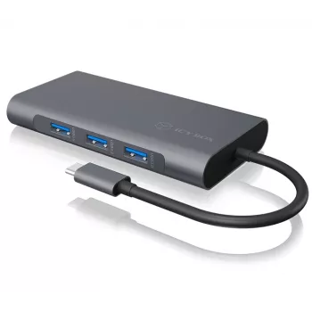 ICY BOX IB-DK4040-CPD Kabelgebunden USB 3.2 Gen 1 (3.1 Gen 1) Type-C Anthrazit, Schwarz
