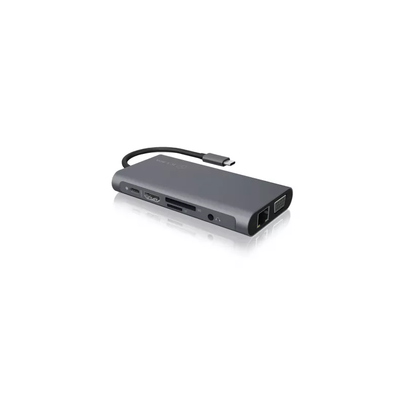 ICY BOX IB-DK4040-CPD Kabelgebunden USB 3.2 Gen 1 (3.1 Gen 1) Type-C Anthrazit, Schwarz