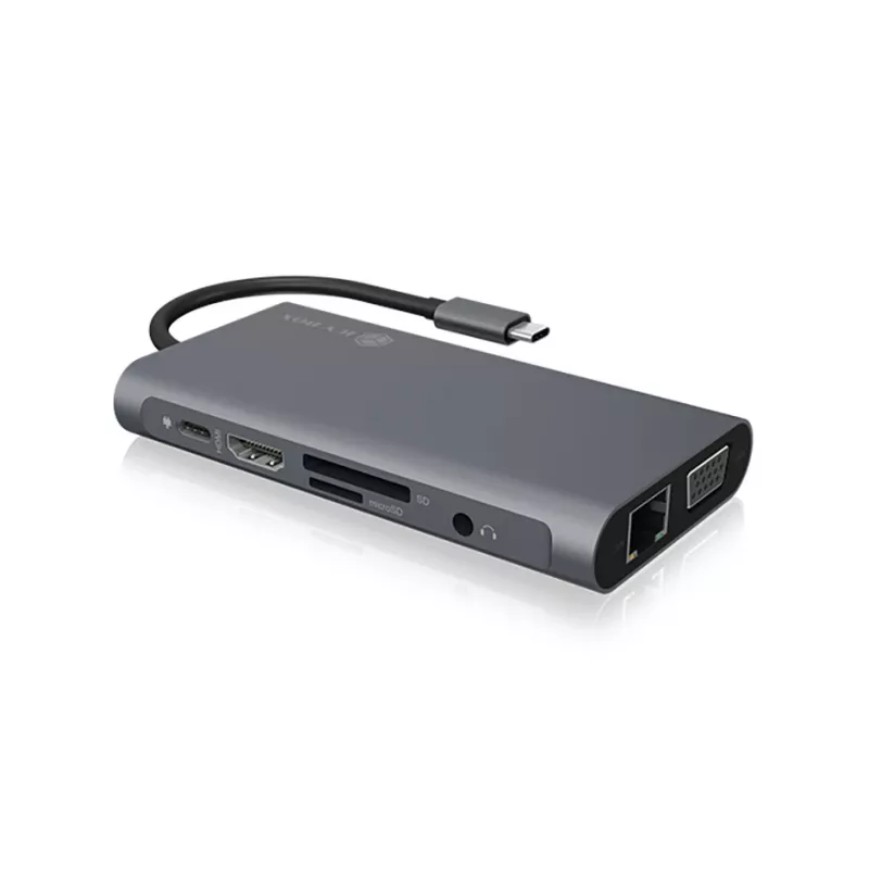 ICY BOX IB-DK4040-CPD Kabelgebunden USB 3.2 Gen 1 (3.1 Gen 1) Type-C Anthrazit, Schwarz