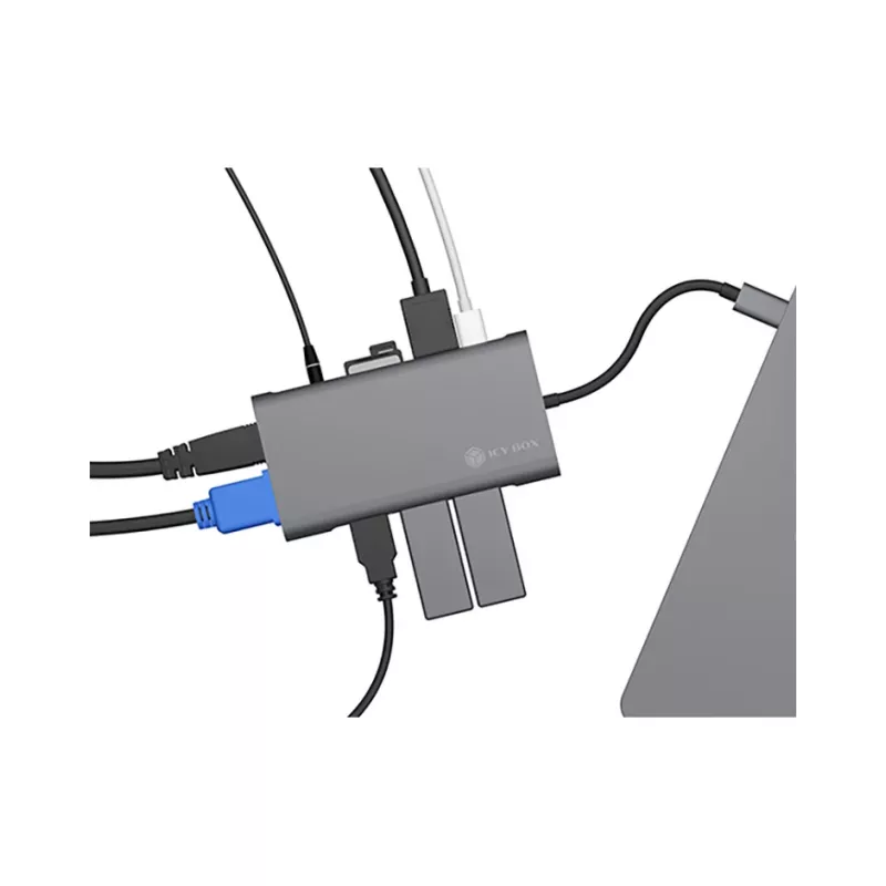 ICY BOX IB-DK4040-CPD Kabelgebunden USB 3.2 Gen 1 (3.1 Gen 1) Type-C Anthrazit, Schwarz