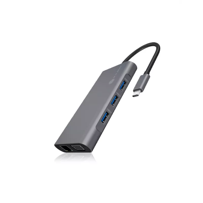 ICY BOX IB-DK4040-CPD Kabelgebunden USB 3.2 Gen 1 (3.1 Gen 1) Type-C Anthrazit, Schwarz