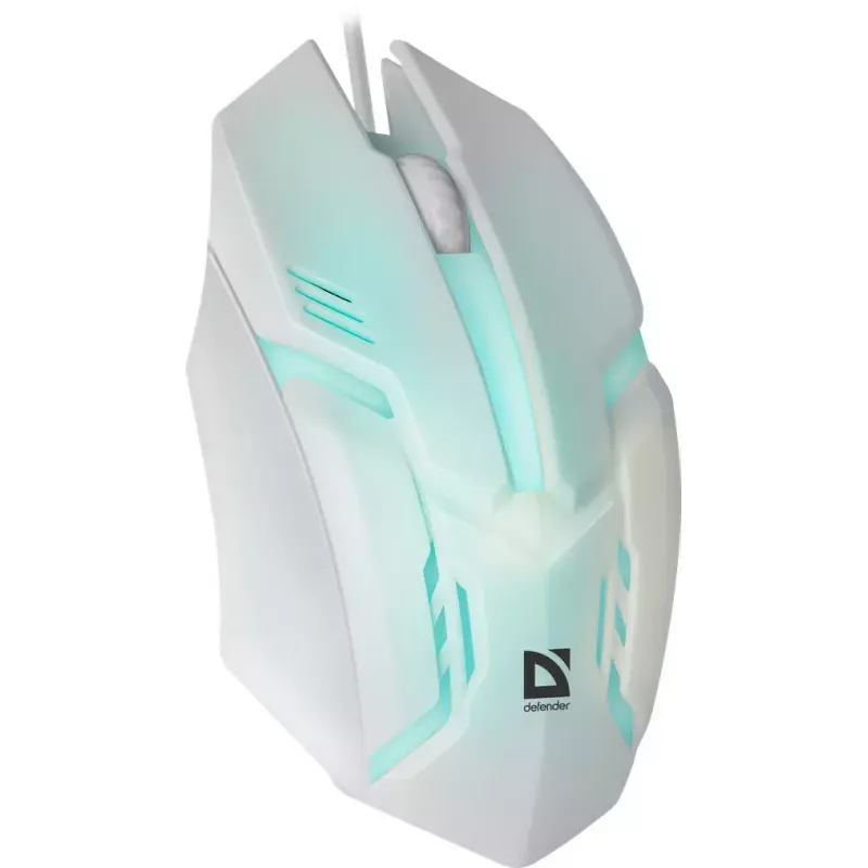 Kabelgebundene Gaming-Maus DEFENDER Cyber MB-560L — optisch, 1200 DPI, beidhändig, USB Typ-A, weiß, 1,5 m Kabel