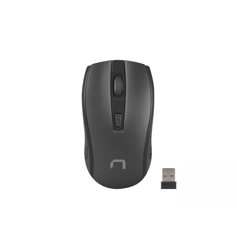 Kabellose optische Maus NATEC Jay 2 RF — 2,4 GHz, 1600 DPI, beidhändig, 4 Tasten, schwarz