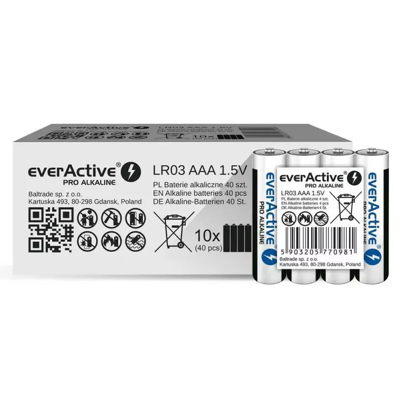 Alkaline AAA-Batterien everActive LR03PRO4T — 4 St., 1,5 V, 1250 mAh, 44,5×10,5 mm