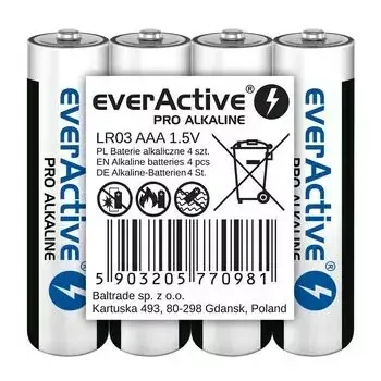 Alkaline AAA-Batterien everActive LR03PRO4T — 4 St., 1,5 V, 1250 mAh, 44,5×10,5 mm