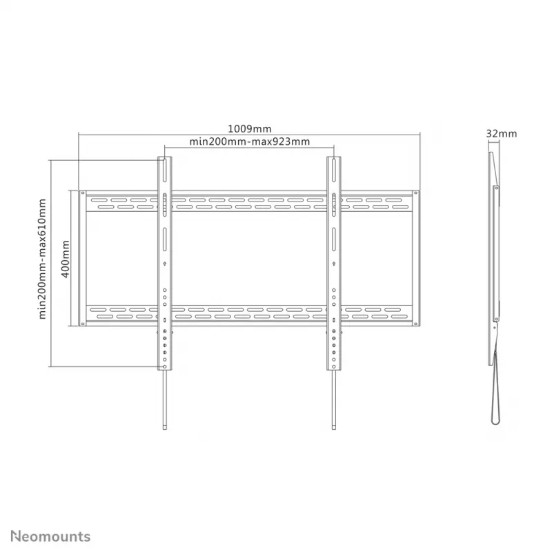 Neomounts LFD-W1000 TV-Wandhalterung 60-100 Zoll - fest, 152,4 cm (60 Zoll), 2,54 m (100 Zoll), 200 x 200 mm, 900 x 600 mm, Stahl, Schwarz