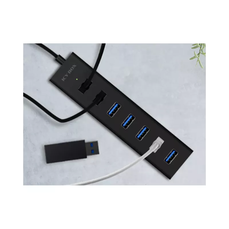 ICY BOX IB-HUB1700-U3 USB 3.2 Gen 1 (3.1 Gen 1) Type-A 5000 Mbit/s Schwarz