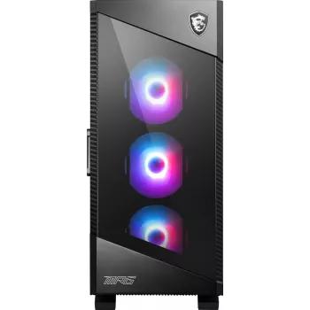PC-Gehäuse MSI MPG VELOX 100R Mid Tower Schwarz — ATX, 7 Erweiterungsslots, 2×3,5-Zoll-Schächte, 2×2,5-Zoll-Schächte, USB-C