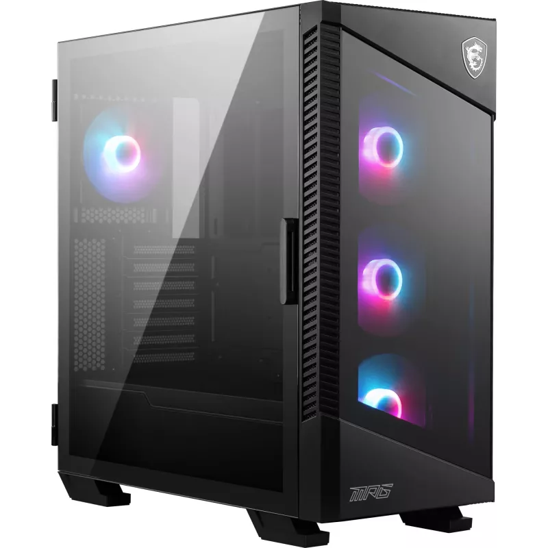 PC-Gehäuse MSI MPG VELOX 100R Mid Tower Schwarz — ATX, 7 Erweiterungsslots, 2×3,5-Zoll-Schächte, 2×2,5-Zoll-Schächte, USB-C