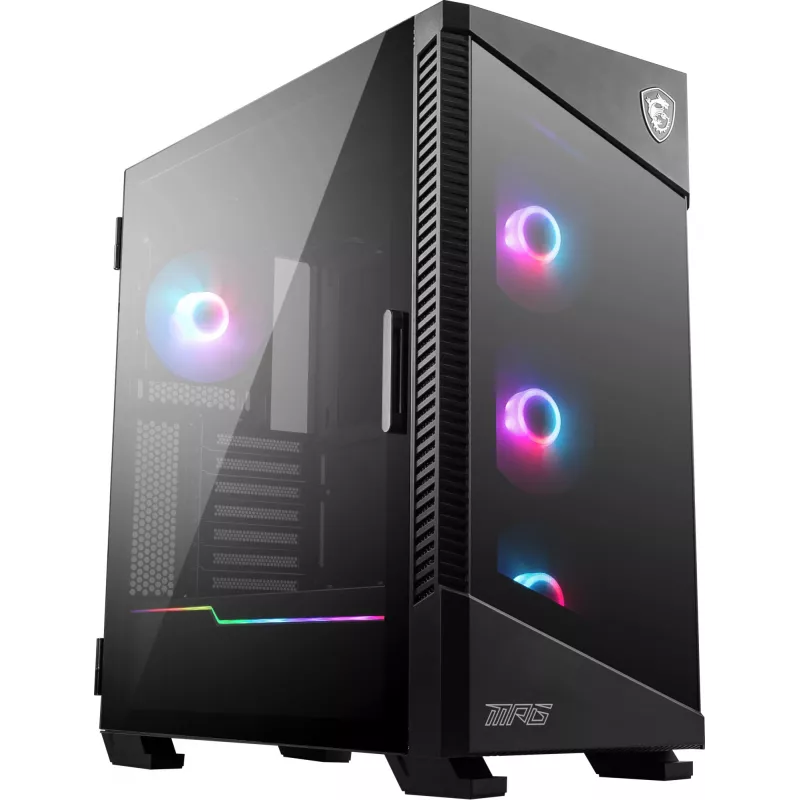 PC-Gehäuse MSI MPG VELOX 100R Mid Tower Schwarz — ATX, 7 Erweiterungsslots, 2×3,5-Zoll-Schächte, 2×2,5-Zoll-Schächte, USB-C