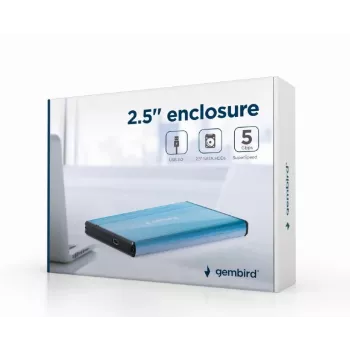 HDD-Gehäuse Gembird EE2-U3S-3-B — 2,5 Zoll Single-Bay, SATA, Mini‑USB A, bis zu 7 TB, blau