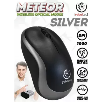 Kabellose optische Maus Rebeltec METEOR silber RBLMYS00050 USB