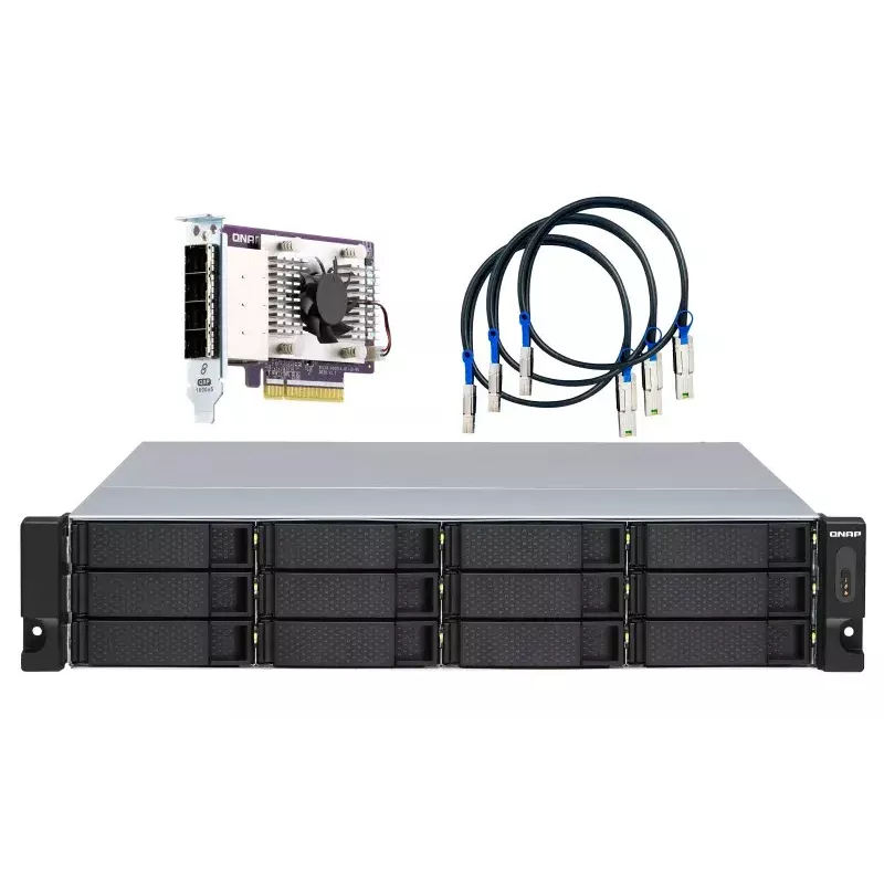 QNAP - TL-R1200S-RP - Festplatten-Array - 12 Schächte (SATA-600) SATA 6Gb/s (extern) Rack einbaufähig 2U