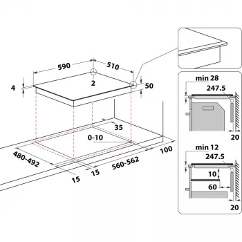 Whirlpool WS S4060 BF Schwarz Einbau-Induktionskochfeld 60 cm 4 Zonen