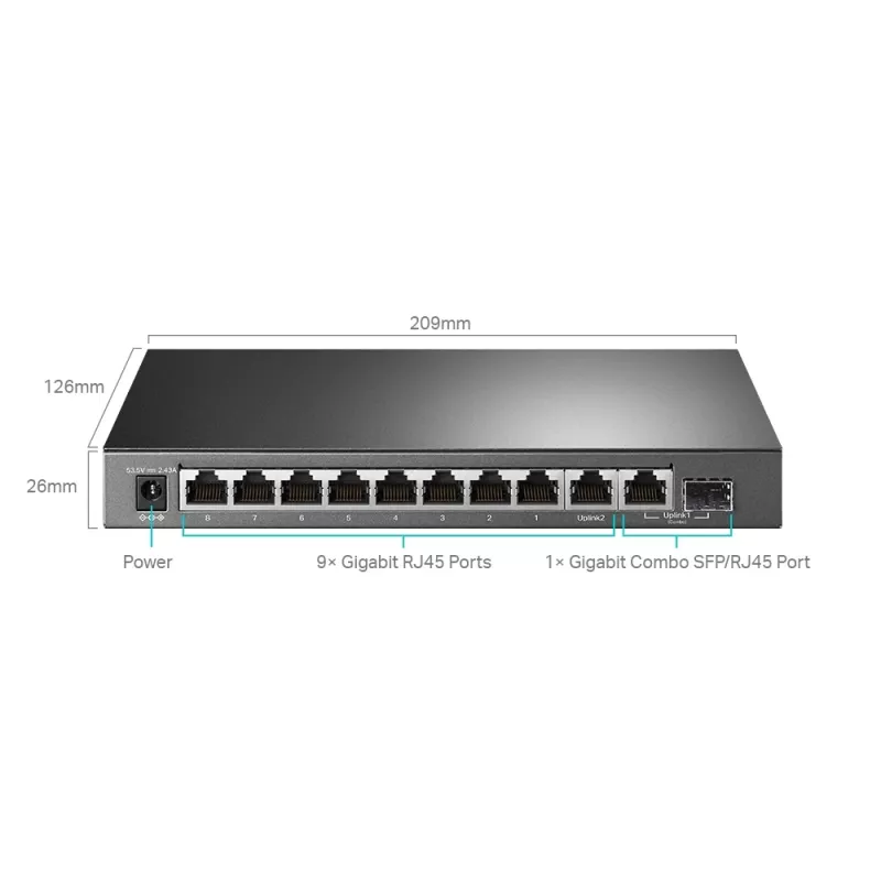 Managed Switch TP-Link TL-SG1210MPE 10-Port Gigabit mit 8-Port PoE+