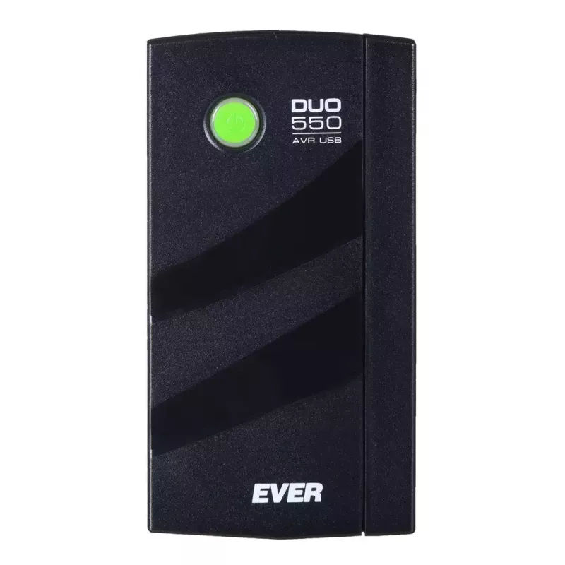 EVER DUO 550 PL AVR USB T/DAVRTO-000K55/01 USV, 550 VA / 330 W, Line-Interactive, Tower, 12-V-5-Ah-Akku, Schwarz