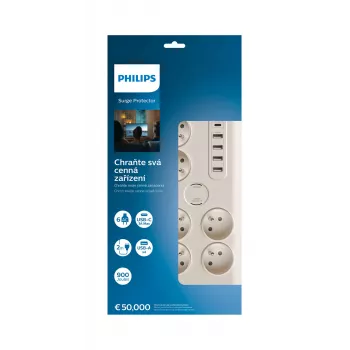Philips SPN7060WA/60 Überspannungsschutz Weiß 6 AC-Steckdosen 2 m