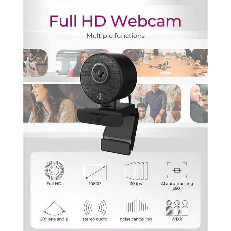 ICY BOX IB-CAM501-HD Webcam 1920 x 1080 Pixel USB 2.0 Schwarz