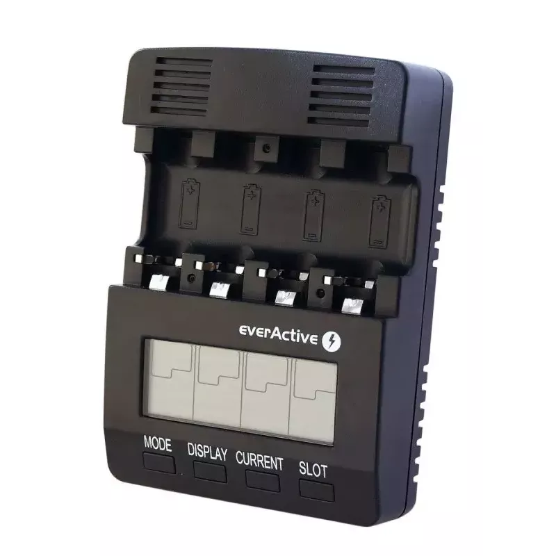Ladegerät everActive NC-3000 — Universal-Ladegerät für AA/AAA/C/D (4 Zellen) schwarz, 100–240 V