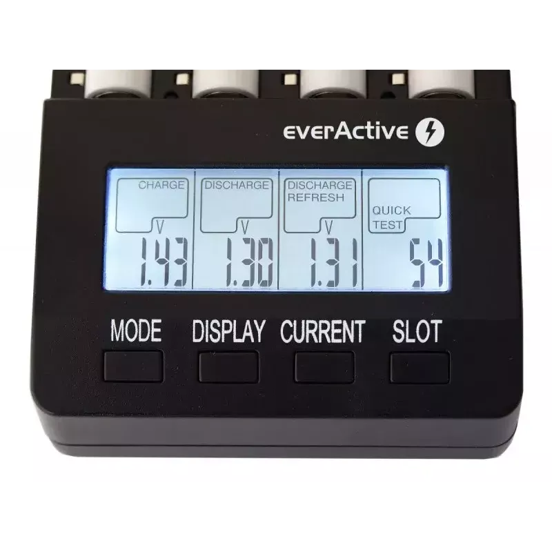 Ladegerät everActive NC-3000 — Universal-Ladegerät für AA/AAA/C/D (4 Zellen) schwarz, 100–240 V