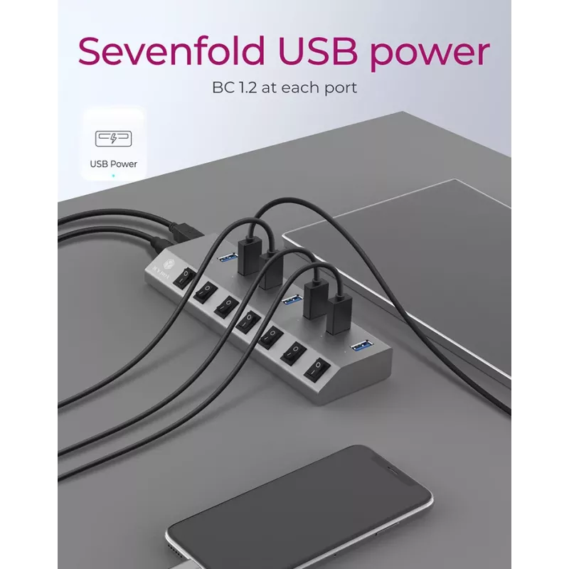 ICY BOX IB-HUB1701-C3 USB 3.2 Gen 1 (3.1 Gen 1) Typ-B 5000 Mbit/s Anthrazit