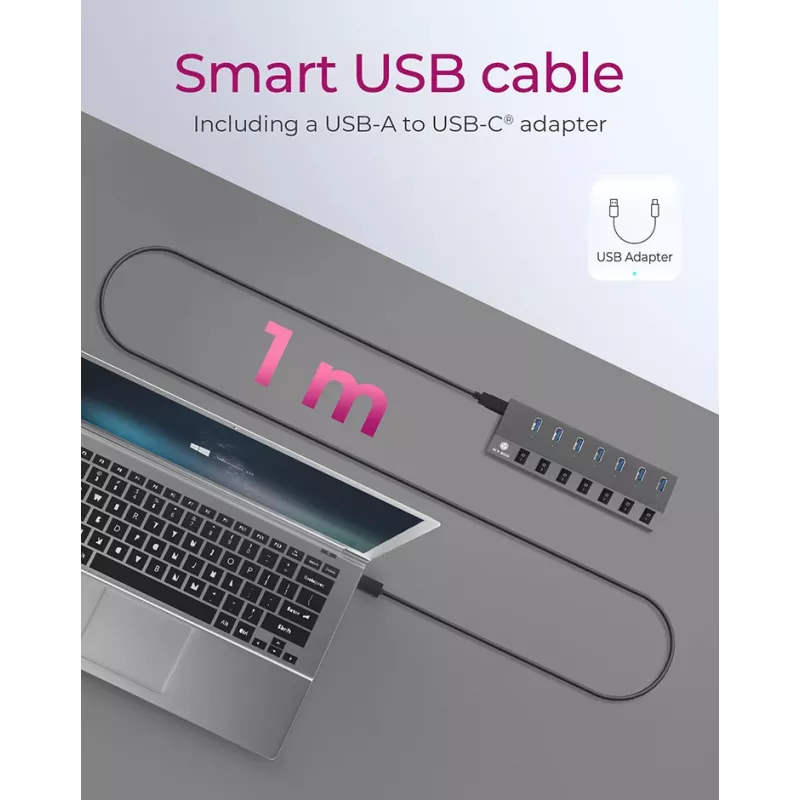 ICY BOX IB-HUB1701-C3 USB 3.2 Gen 1 (3.1 Gen 1) Typ-B 5000 Mbit/s Anthrazit