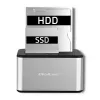 Dockingstation QOLTEC 5316 für 2x 2,5/3,5 Zoll HDD/SSD, SATA, USB 3.0 (5 Gb/s), Aluminiumgehäuse