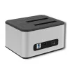 Dockingstation QOLTEC 5316 für 2x 2,5/3,5 Zoll HDD/SSD, SATA, USB 3.0 (5 Gb/s), Aluminiumgehäuse